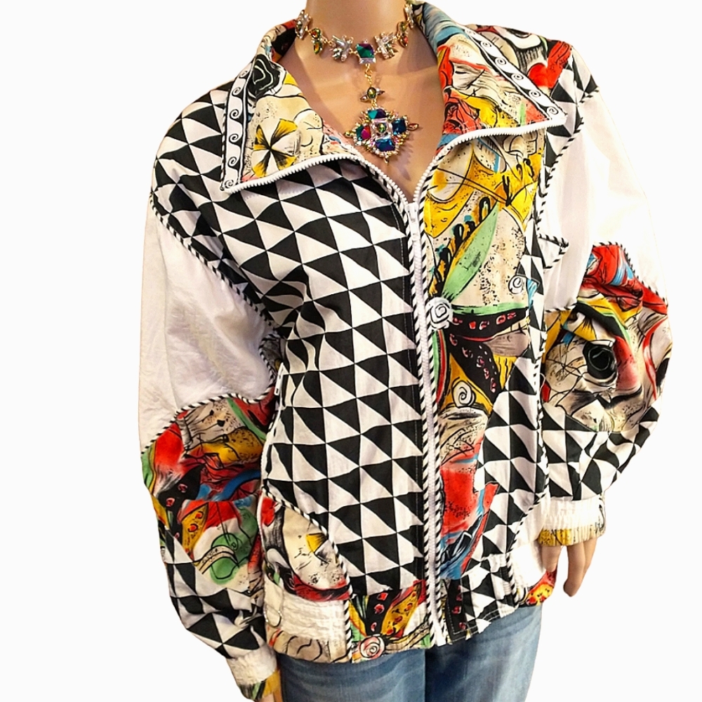 Gallery Rare Vintage 1980's Hipster Street Ware Printed Bomber Jacket